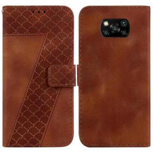 For Xiaomi Poco X3 NFC/Poco X3/Poco X3 Pro 7-shaped Embossed Leather Phone Case(Brown)