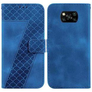 For Xiaomi Poco X3 NFC/Poco X3/Poco X3 Pro 7-shaped Embossed Leather Phone Case(Blue)