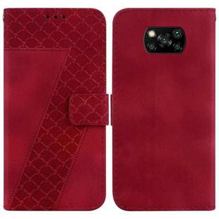 For Xiaomi Poco X3 NFC/Poco X3/Poco X3 Pro 7-shaped Embossed Leather Phone Case(Red)