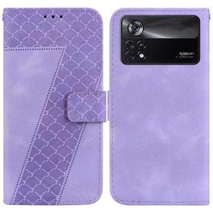 For Xiaomi Poco X4 Pro 5G 7-shaped Embossed Leather Phone Case(Purple)