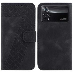 For Xiaomi Poco X4 Pro 5G 7-shaped Embossed Leather Phone Case(Black)