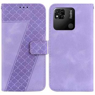 For Xiaomi Redmi 10A 7-shaped Embossed Leather Phone Case(Purple)