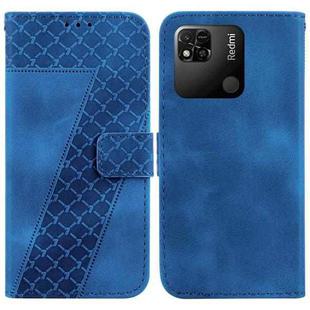 For Xiaomi Redmi 10A 7-shaped Embossed Leather Phone Case(Blue)