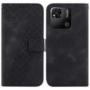 For Xiaomi Redmi 10A 7-shaped Embossed Leather Phone Case(Black)