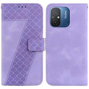 For Xiaomi Redmi 12C/11A 7-shaped Embossed Leather Phone Case(Purple)