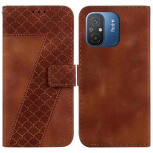 For Xiaomi Redmi 12C/11A 7-shaped Embossed Leather Phone Case(Brown)