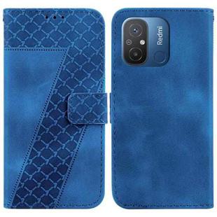 For Xiaomi Redmi 12C/11A 7-shaped Embossed Leather Phone Case(Blue)