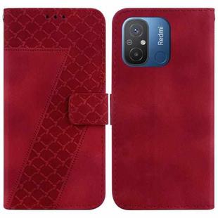 For Xiaomi Redmi 12C/11A 7-shaped Embossed Leather Phone Case(Red)
