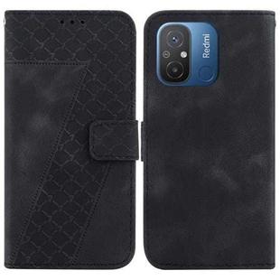 For Xiaomi Redmi 12C/11A 7-shaped Embossed Leather Phone Case(Black)