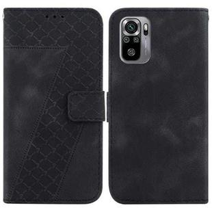 For Xiaomi Redmi Note 10 4G/Note 10S 7-shaped Embossed Leather Phone Case(Black)