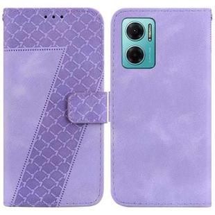 For Xiaomi Redmi Note 11E/Redmi 10 5G 7-shaped Embossed Leather Phone Case(Purple)