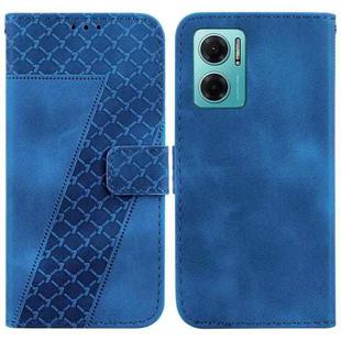 For Xiaomi Redmi Note 11E/Redmi 10 5G 7-shaped Embossed Leather Phone Case(Blue)