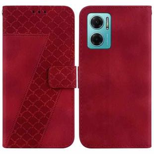 For Xiaomi Redmi Note 11E/Redmi 10 5G 7-shaped Embossed Leather Phone Case(Red)