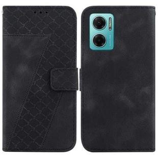For Xiaomi Redmi Note 11E/Redmi 10 5G 7-shaped Embossed Leather Phone Case(Black)