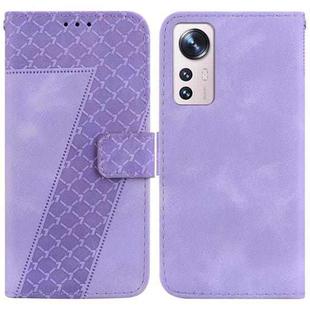 For Xiaomi 12 Lite 7-shaped Embossed Leather Phone Case(Purple)