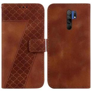 For Xiaomi Redmi 9/9 Prime/Poco M2 7-shaped Embossed Leather Phone Case(Brown)