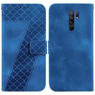 For Xiaomi Redmi 9/9 Prime/Poco M2 7-shaped Embossed Leather Phone Case(Blue)