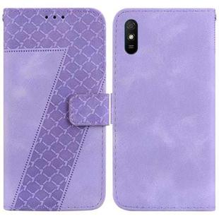 For Xiaomi Redmi 9A 7-shaped Embossed Leather Phone Case(Purple)