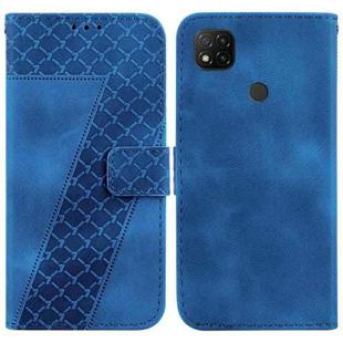 For Xiaomi Redmi 9C 7-shaped Embossed Leather Phone Case(Blue)