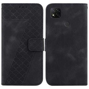 For Xiaomi Redmi 9C 7-shaped Embossed Leather Phone Case(Black)