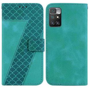 For Xiaomi Redmi 10/10 Prime 7-shaped Embossed Leather Phone Case(Green)