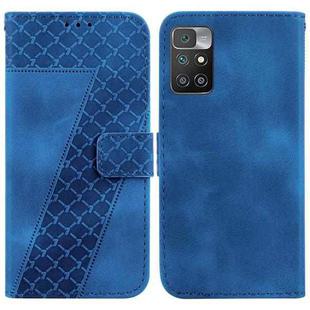 For Xiaomi Redmi 10/10 Prime 7-shaped Embossed Leather Phone Case(Blue)