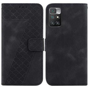 For Xiaomi Redmi 10/10 Prime 7-shaped Embossed Leather Phone Case(Black)