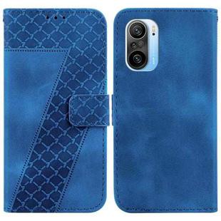 For Xiaomi Redmi K40/K40 Pro/Poco F3/11i/Mi 11X/Mi 11X Pro 7-shaped Embossed Leather Phone Case(Blue)