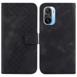For Xiaomi Redmi K40/K40 Pro/Poco F3/11i/Mi 11X/Mi 11X Pro 7-shaped Embossed Leather Phone Case(Black)