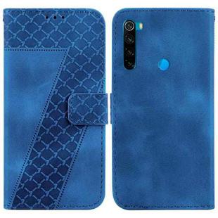 For Xiaomi Redmi Note 8 7-shaped Embossed Leather Phone Case(Blue)