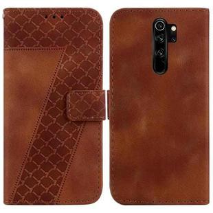 For Xiaomi Redmi Note 8 Pro 7-shaped Embossed Leather Phone Case(Brown)
