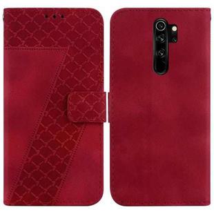 For Xiaomi Redmi Note 8 Pro 7-shaped Embossed Leather Phone Case(Red)