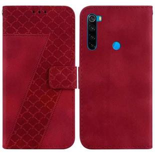 For Xiaomi Redmi Note 8T 7-shaped Embossed Leather Phone Case(Red)