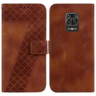 For Xiaomi Redmi Note 9 Pro/Note 9S/Note 9 Pro Max 7-shaped Embossed Leather Phone Case(Brown)