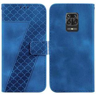 For Xiaomi Redmi Note 9 Pro/Note 9S/Note 9 Pro Max 7-shaped Embossed Leather Phone Case(Blue)