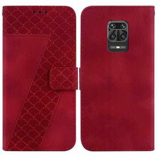 For Xiaomi Redmi Note 9 Pro/Note 9S/Note 9 Pro Max 7-shaped Embossed Leather Phone Case(Red)