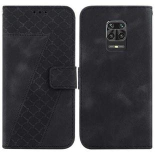 For Xiaomi Redmi Note 9 Pro/Note 9S/Note 9 Pro Max 7-shaped Embossed Leather Phone Case(Black)