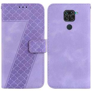 For Xiaomi Redmi Note 9/10X 4G 7-shaped Embossed Leather Phone Case(Purple)