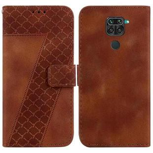 For Xiaomi Redmi Note 9/10X 4G 7-shaped Embossed Leather Phone Case(Brown)