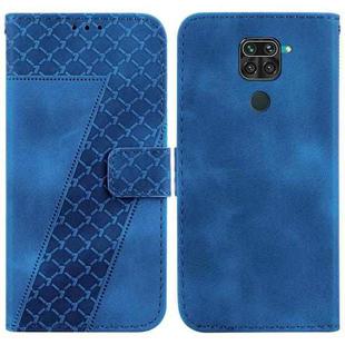 For Xiaomi Redmi Note 9/10X 4G 7-shaped Embossed Leather Phone Case(Blue)