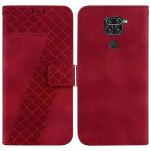 For Xiaomi Redmi Note 9/10X 4G 7-shaped Embossed Leather Phone Case(Red)