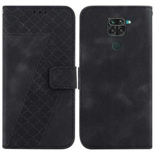 For Xiaomi Redmi Note 9/10X 4G 7-shaped Embossed Leather Phone Case(Black)