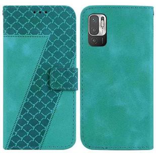 For Xiaomi Redmi Note 10 5G/Poco M3 Pro 7-shaped Embossed Leather Phone Case(Green)