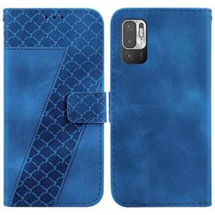 For Xiaomi Redmi Note 10 5G/Poco M3 Pro 7-shaped Embossed Leather Phone Case(Blue)