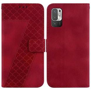 For Xiaomi Redmi Note 10 5G/Poco M3 Pro 7-shaped Embossed Leather Phone Case(Red)