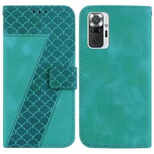 For Xiaomi Redmi Note 10 Lite/Note 10 Pro 7-shaped Embossed Leather Phone Case(Green)