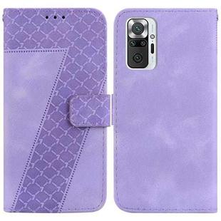 For Xiaomi Redmi Note 10 Lite/Note 10 Pro 7-shaped Embossed Leather Phone Case(Purple)