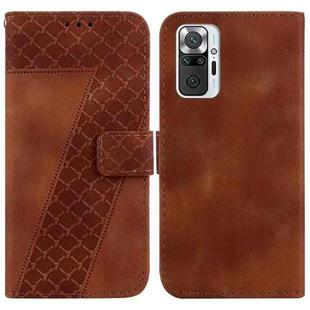 For Xiaomi Redmi Note 10 Lite/Note 10 Pro 7-shaped Embossed Leather Phone Case(Brown)