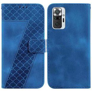 For Xiaomi Redmi Note 10 Lite/Note 10 Pro 7-shaped Embossed Leather Phone Case(Blue)