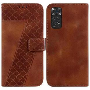 For Xiaomi Redmi Note 11 Global/Note 11S 7-shaped Embossed Leather Phone Case(Brown)